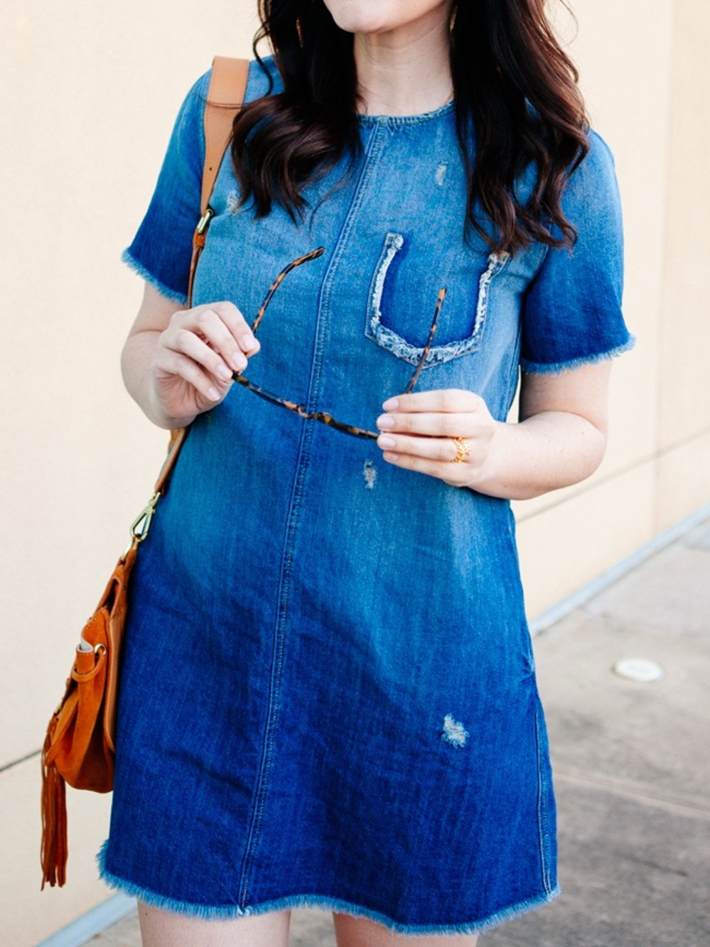 Current/Elliott Blue Denim Mini Shift Dress